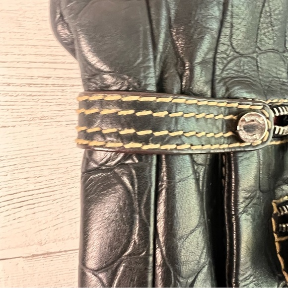 Tignanello Black Leather Tote Bag Croc Embossed Shoulder Handbag Carry All EUC! - Picture 7 of 15